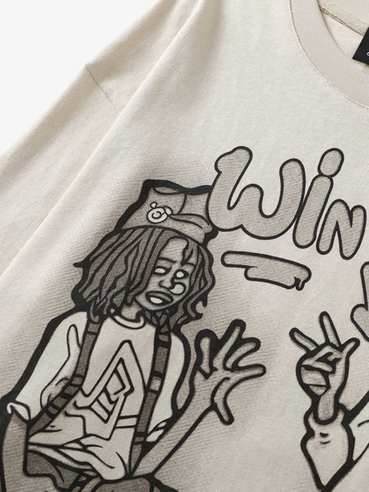 グラフィティパッチワーク長袖Tシャツ
