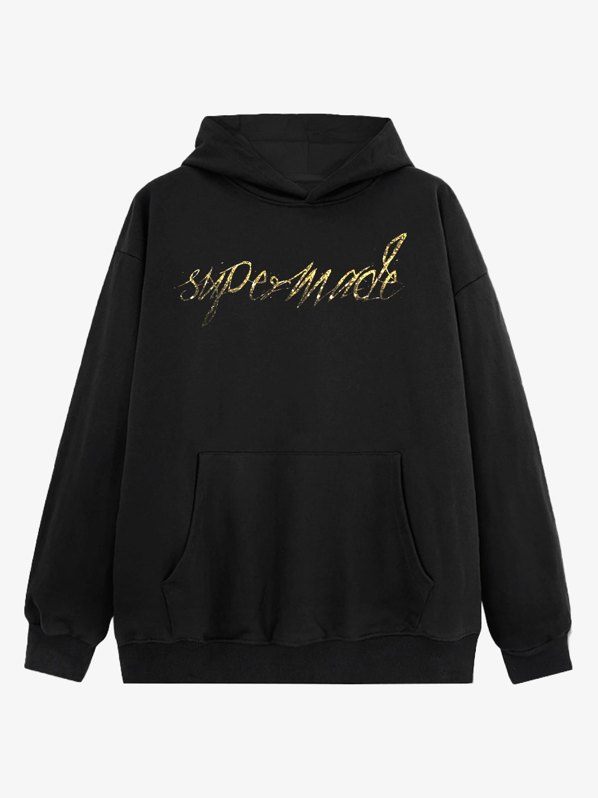 Metallic Script Letter Cross Graphic Hoodie 
