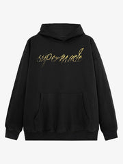 Metallic Script Letter Cross Graphic Hoodie 
