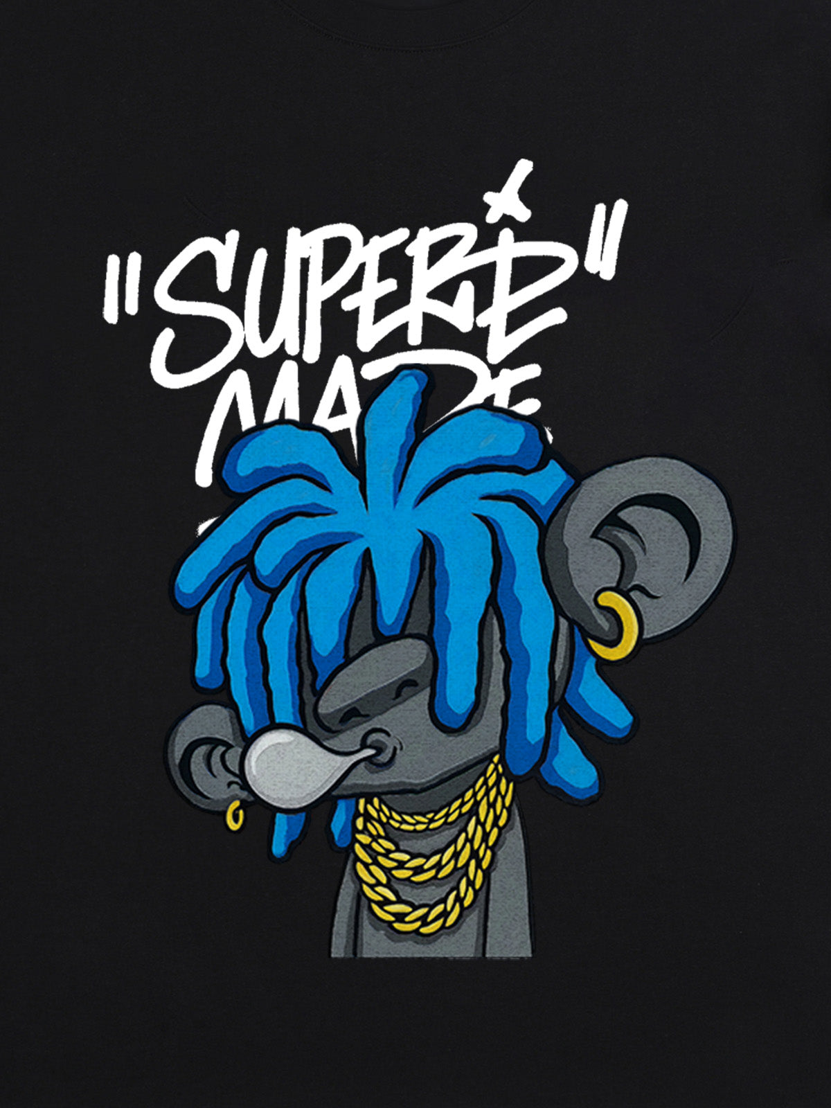 Thesupermade Graffiti Trend Blue Dreadlock Boy T-shirt 