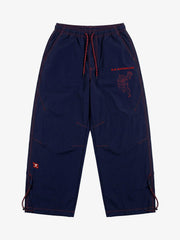 Contrast Stitch Curved-Leg Drawstring Pants