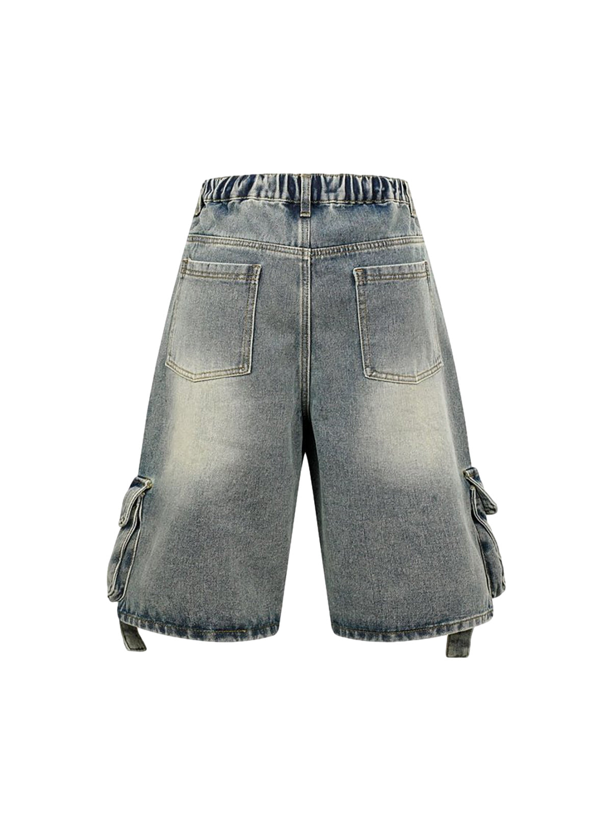 High-Waisted Multi-Pocket Denim Cargo Shorts