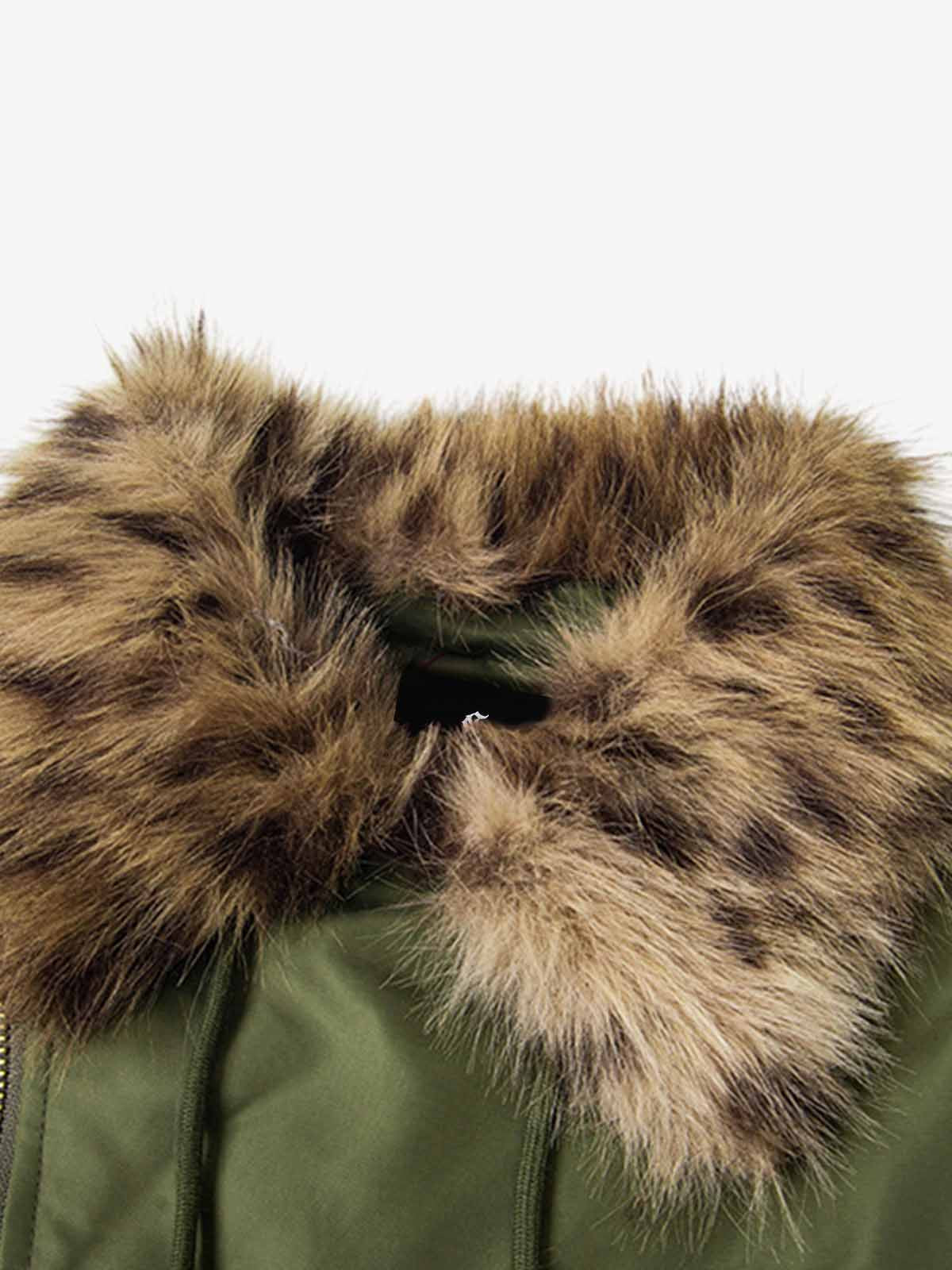 Winter Bomber Jacket with Leopard Fur Collar - Stylish and Warm for Men and Women 