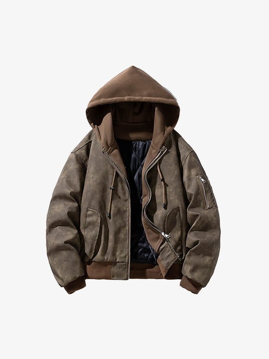 Stylish Velvet Bomber Jacket with Leather Collar for Men 