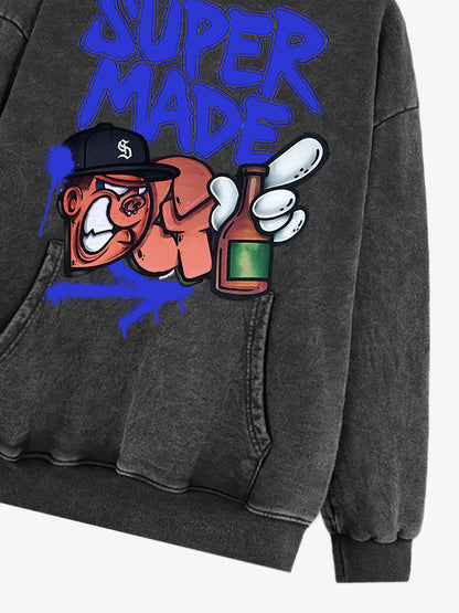 Supermade graffiti design hooded sweatshirt 