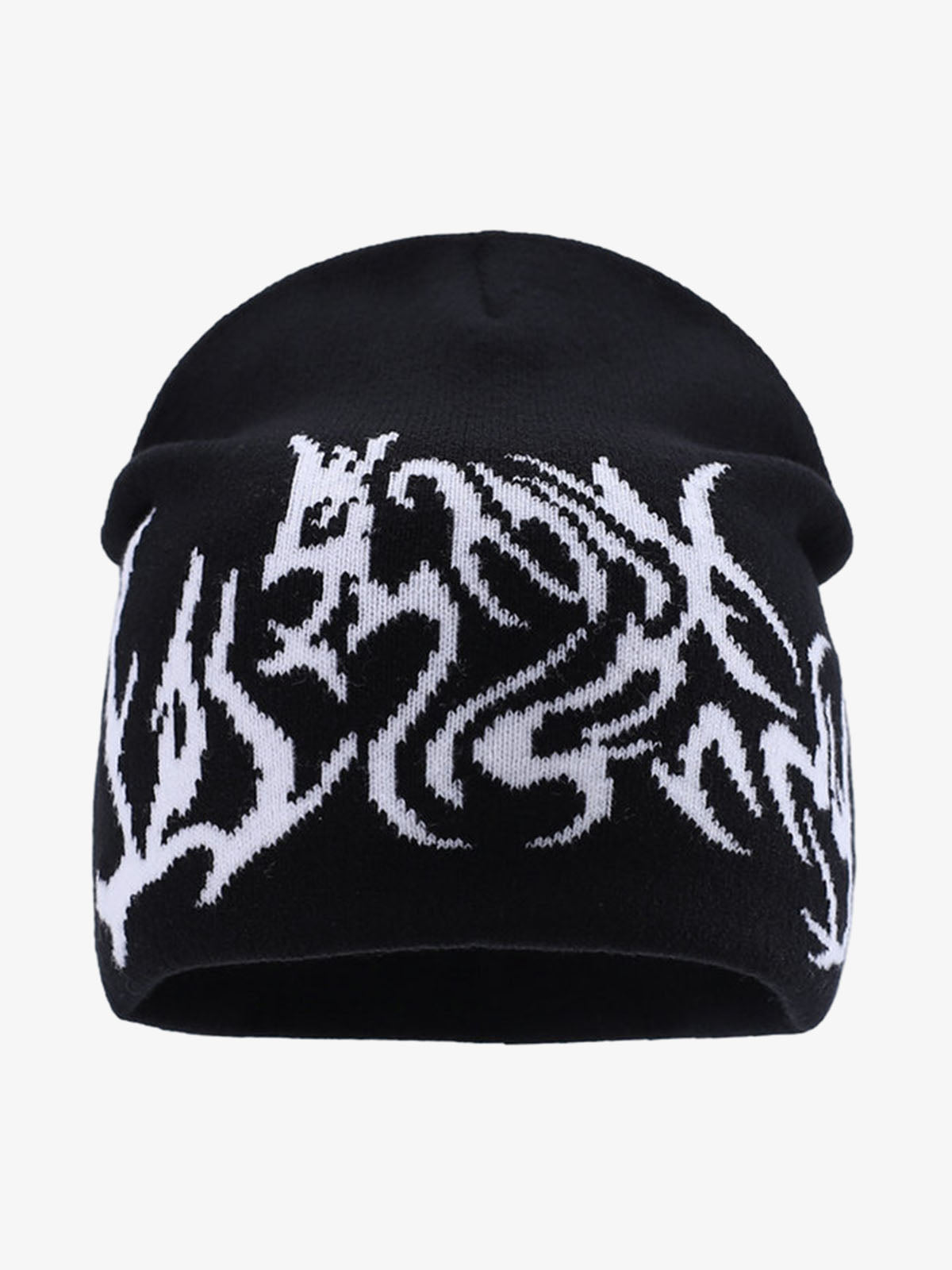Bonnet en tricot jacquard gothique foncé