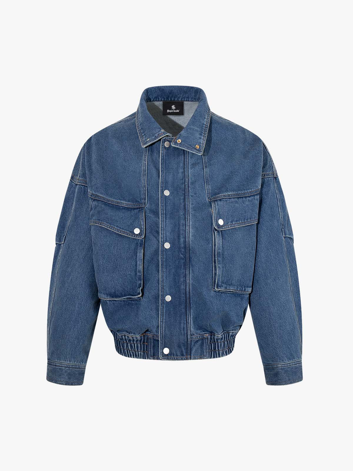 Metal Buckle Paneled Denim Jacket