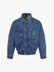 Metal Buckle Paneled Denim Jacket