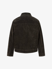 Retro Unique Metal Button Lapel Suede Bomber Jacket - 2538 