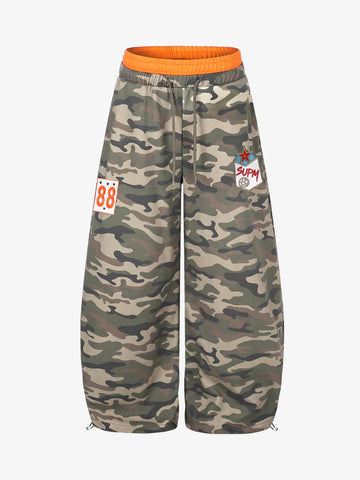 Camo Double Waist Baggy Barrel Sweatpants