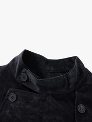 Street-style Distressed Double-breasted Multi-button Jacket