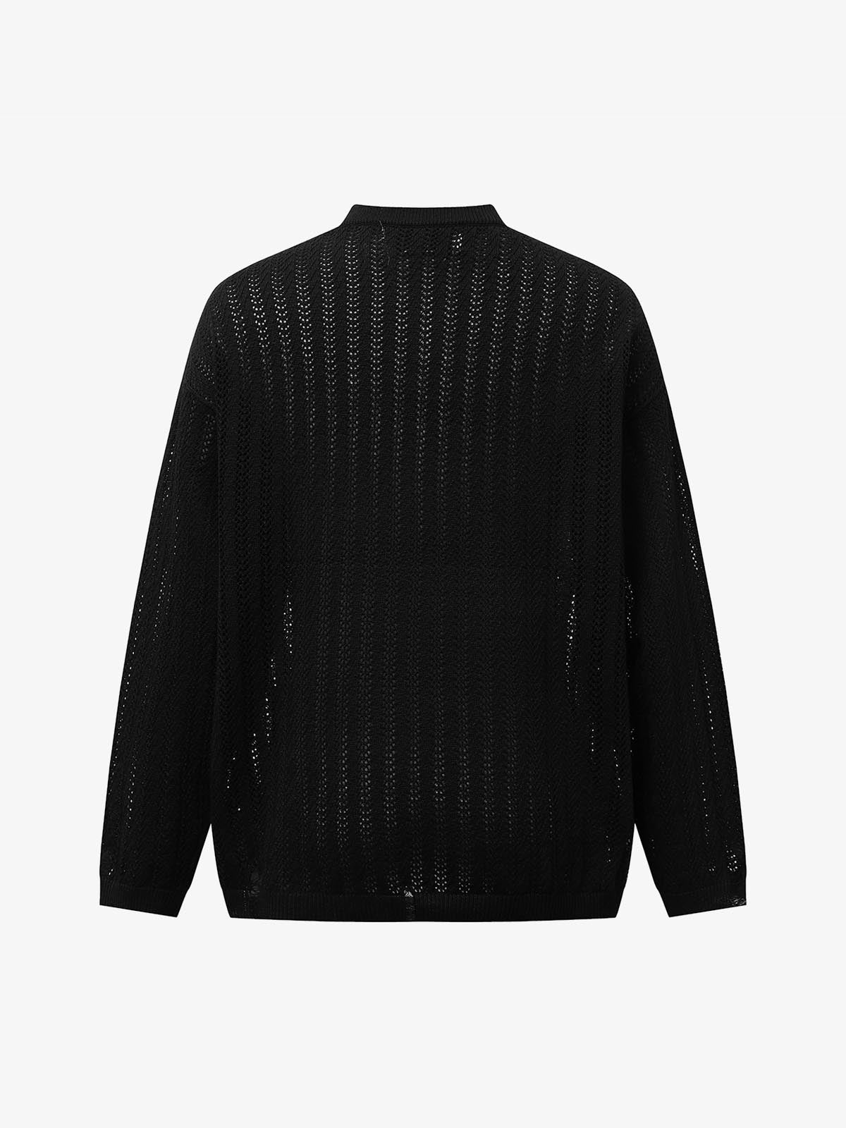 Stylish Knit Sweater with Floral Embroidery and Textured Design 