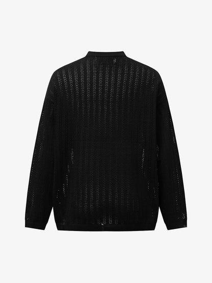 Stylish Knit Sweater with Floral Embroidery and Textured Design 