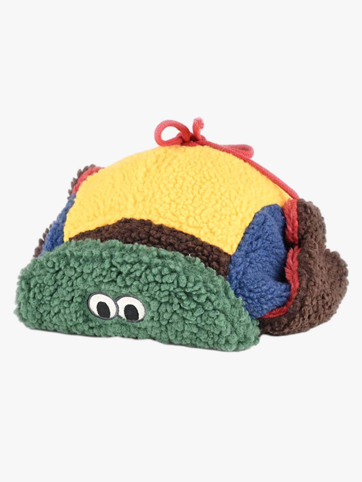 Block Faux Sherpa Frog Ear Flap Hat 
