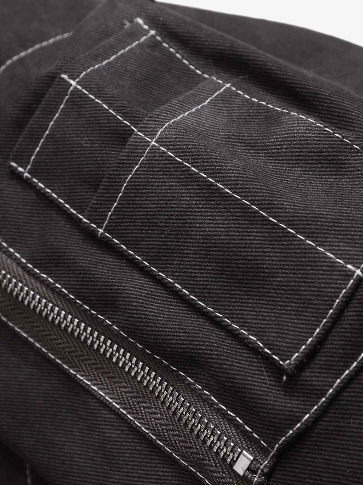 Washed Patchwork Contrast Bomber Jacket 