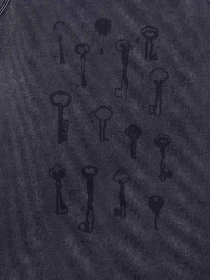 Supermade Washed Distressed Key Print Vest 