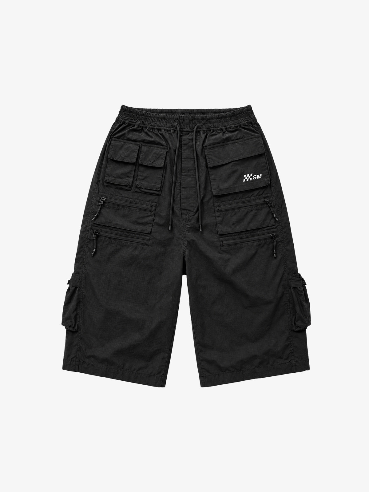 Plaid Multi-Pocket Washed Cropped Utility Pants