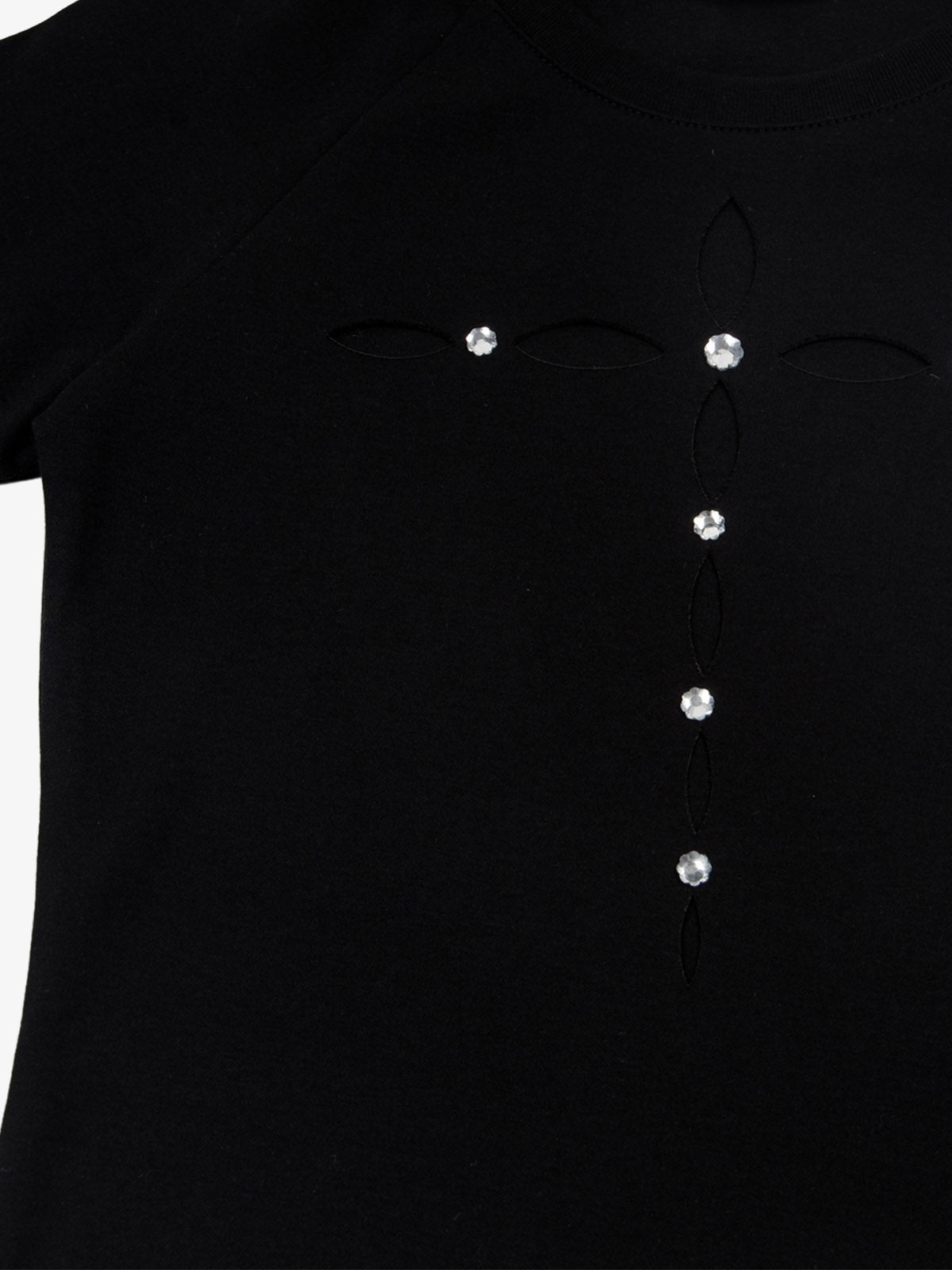 Cutout Rhinestone Short Sleeve Tee