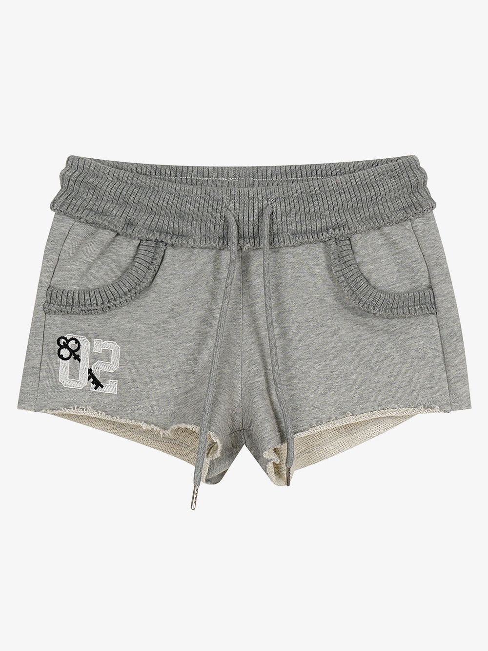 Embroidered Raw Hem Mini Shorts