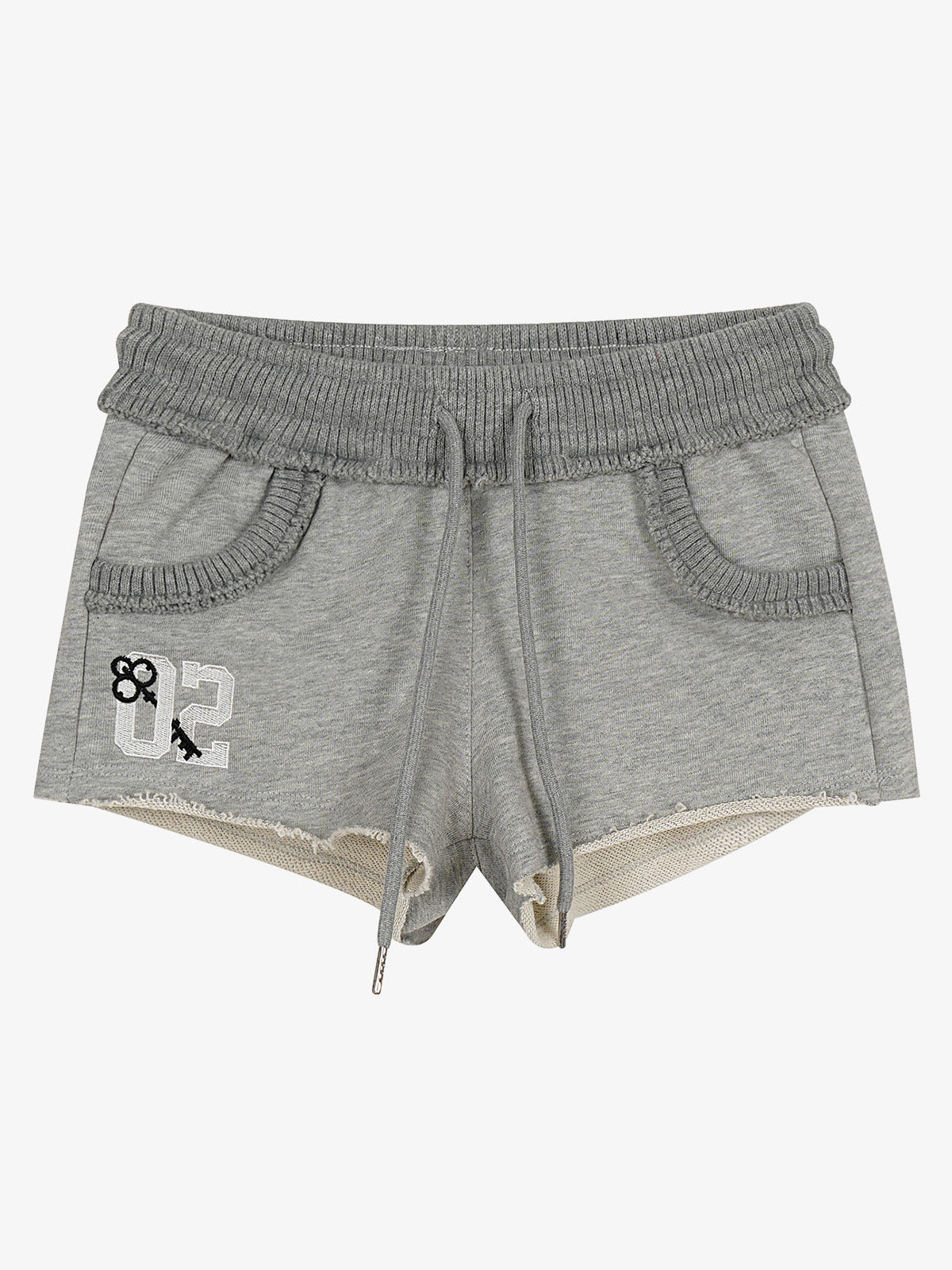 Bestickte Mini-Shorts mit offenem Saum
