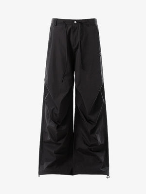 Vintage Drawstring Draped Embroidered Wide Leg Pants 