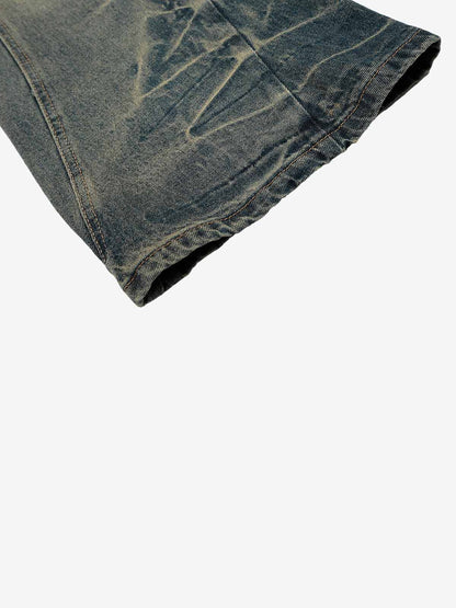 Washed Floral Graphic Flared Jeans