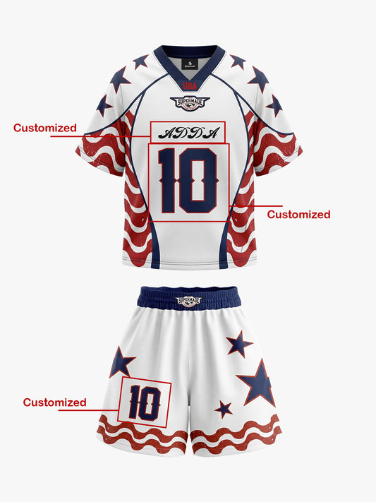 American-Style Star and Flag Stripe Prints Custom Jersey Set