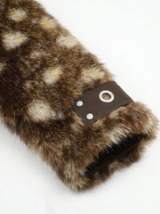 Deer Print Faux-Fur Zip Coat