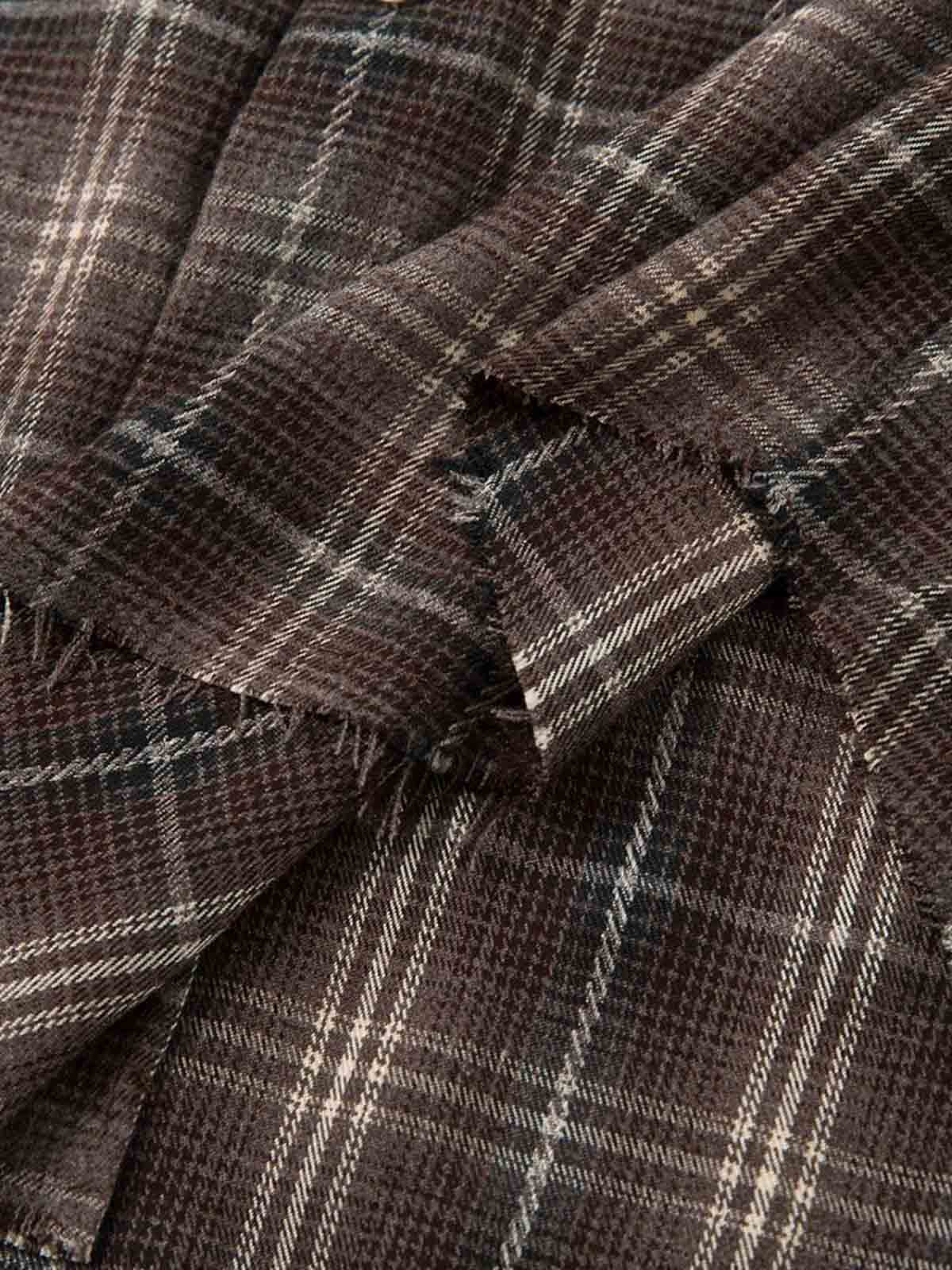 Street Faux Two-piece Damaged Plaid Long-sleeved Shirt 