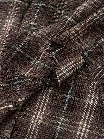 Street Faux Two-piece Damaged Plaid Long-sleeved Shirt 