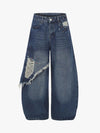 Layered Rhinestone Baggy Jeans