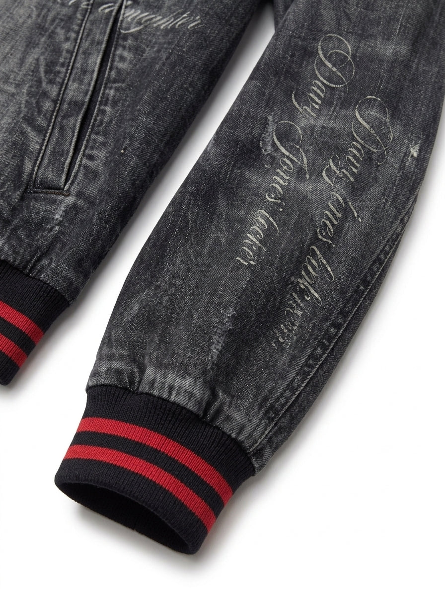 Salt Bones Graphic Washed Denim Jacket