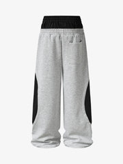 Layered Double-Waistband Wide-Leg Sweatpants 