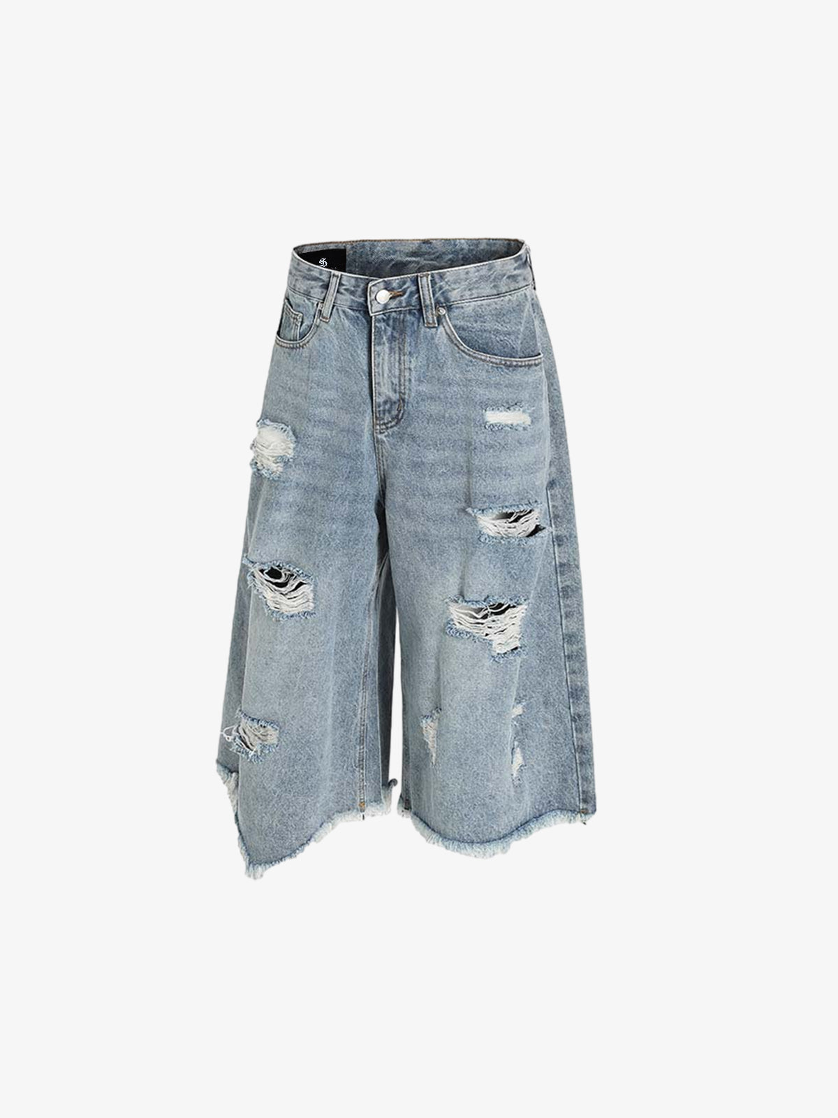 Distressed Light Wash Denim Jorts 