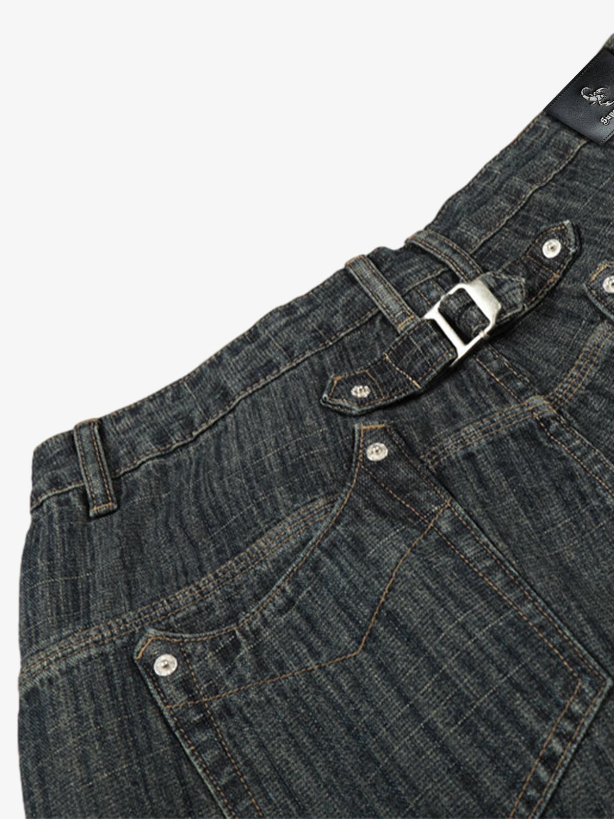 Textured Stripe Straight-Leg Jeans