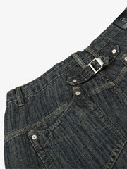 Textured Stripe Straight-Leg Jeans