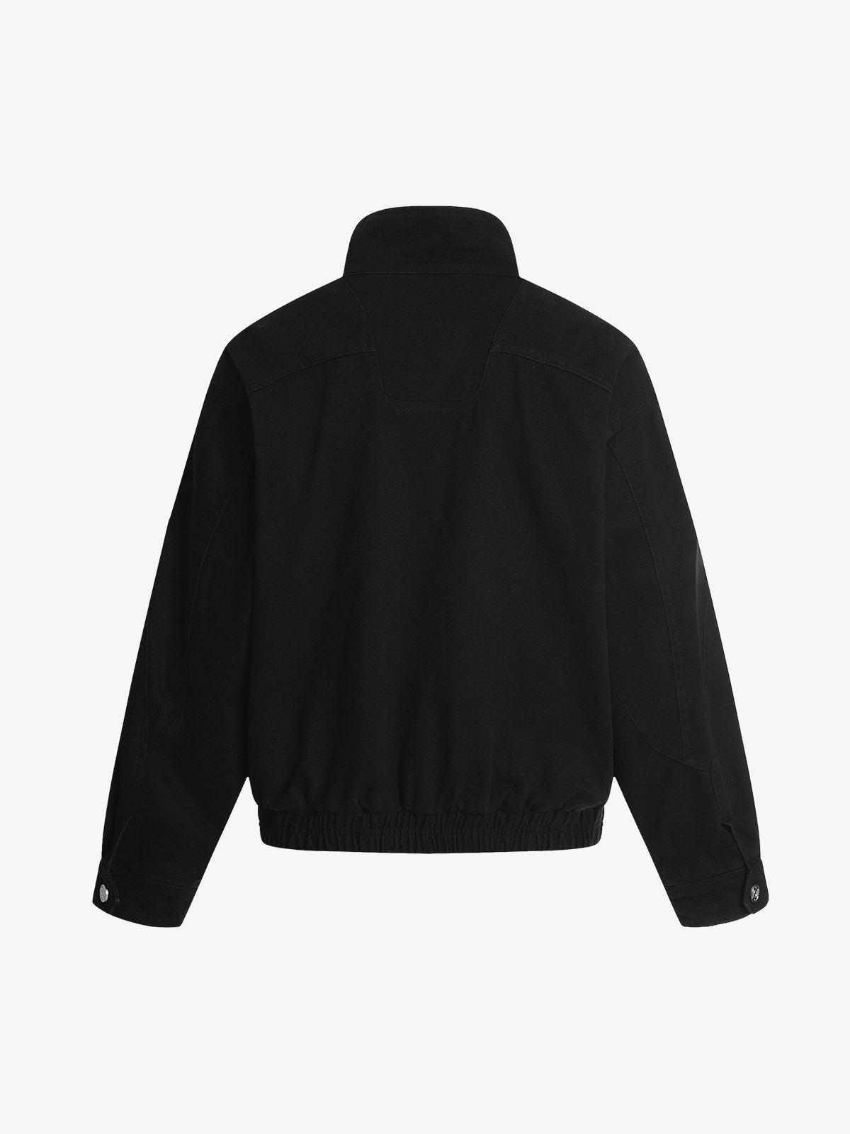 Stand Collar Elastic Hem Pocket Jacket