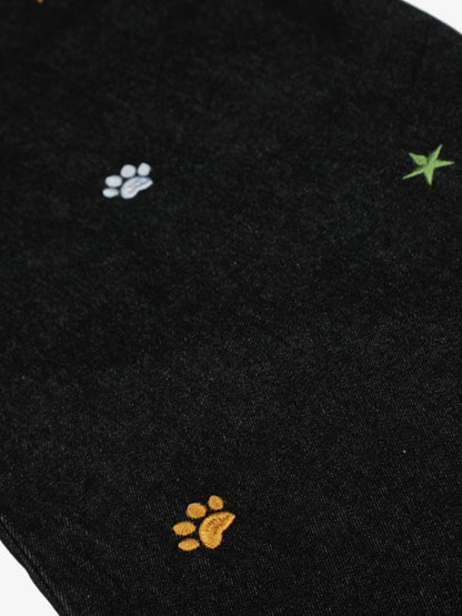 Star Embroidered Curved-Seam Jeans