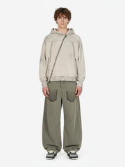 Retro Asymmetric Zip Up Deconstructed Hoodie 
