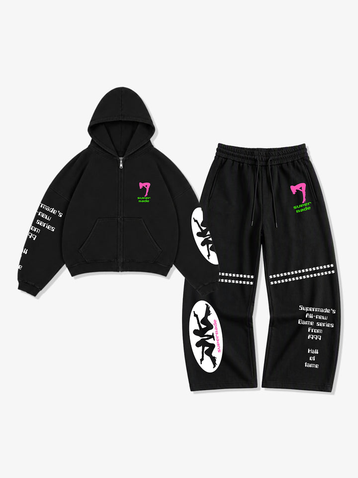 Playful All-Over Graphic Sweat Set