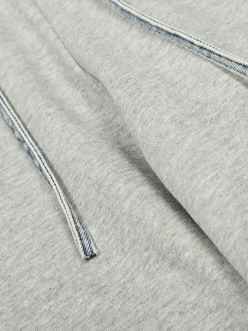 Vintage Wash Denim Waistband Patchwork Sweatpants 