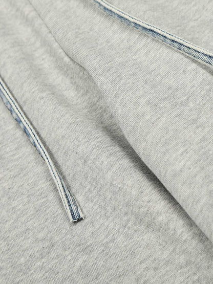 Vintage Wash Denim Waistband Patchwork Sweatpants