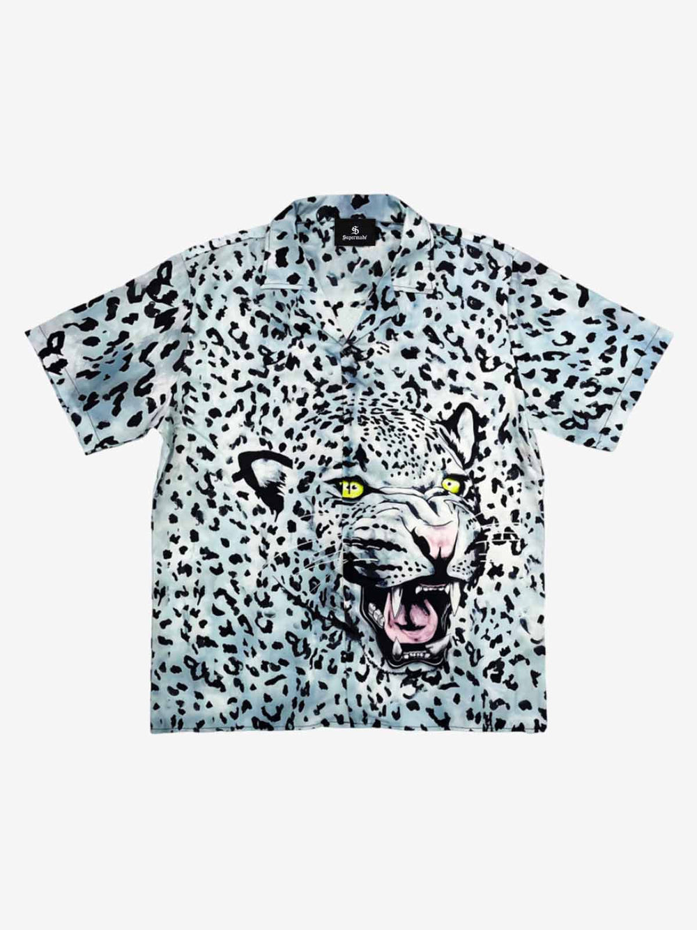 Vintage 3D Leopard Head Camp Collar Boxy Shirt 
