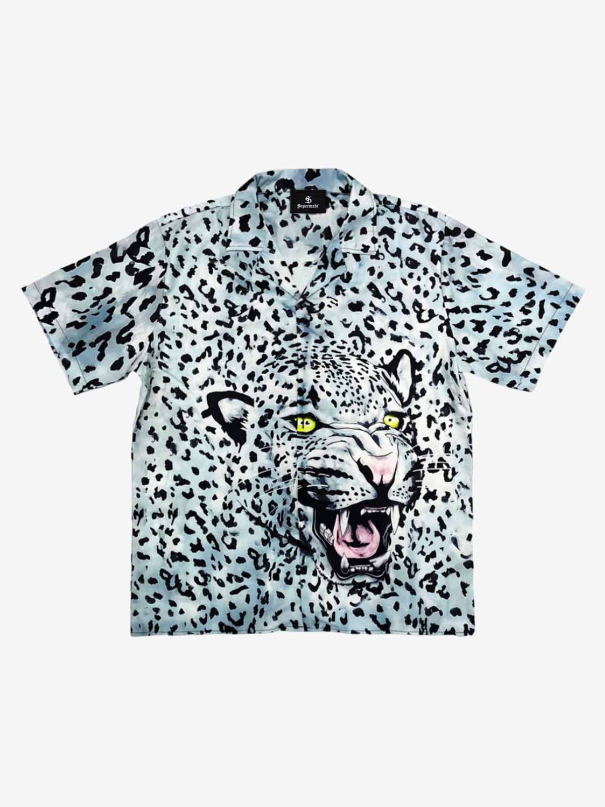 Vintage 3D Leopard Head Camp Collar Boxy Shirt 