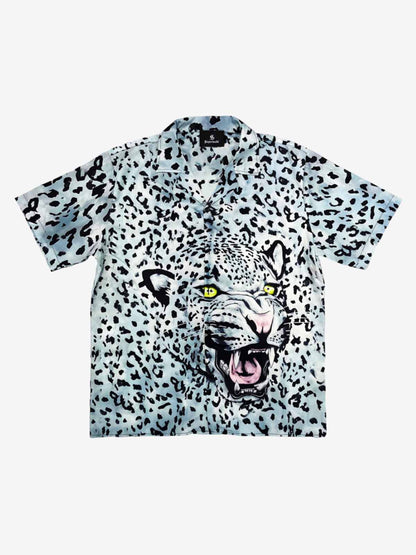 Vintage 3D Leopard Head Camp Collar Boxy Shirt 