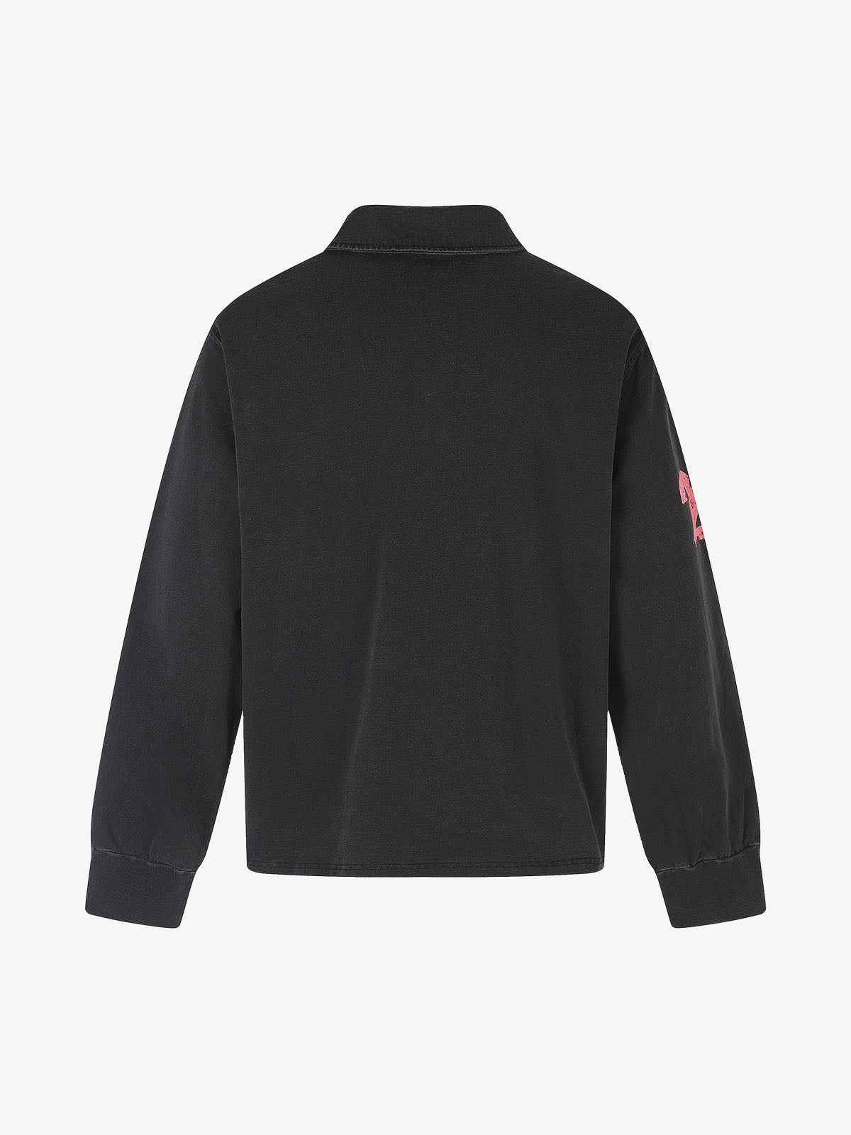 Distressed Graphic Washed Long Sleeve Polo