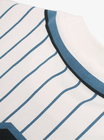 Cotton Pinstripe Baseball Jersey T-Shirt with SuperMade Logo and Number 7 Design 