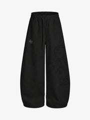 Cotton-Blend Quilted Padded Embroidered Hoodie & Wide-Leg Sweatpants Set
