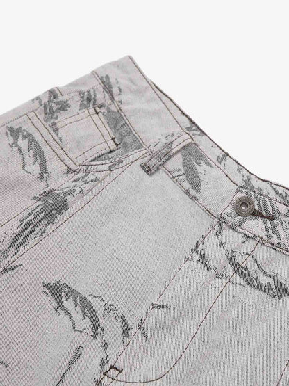 Vintage Jacquard Straight-Leg Jeans 