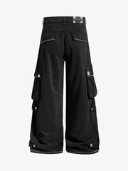 Multi-Pocket Wide-Leg Cargo Pants 